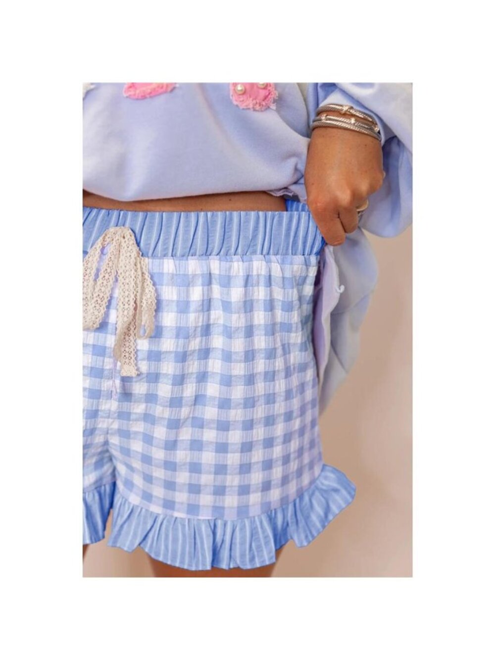 Gingham Ruffle Hem Shorts - Picture 11 of 11